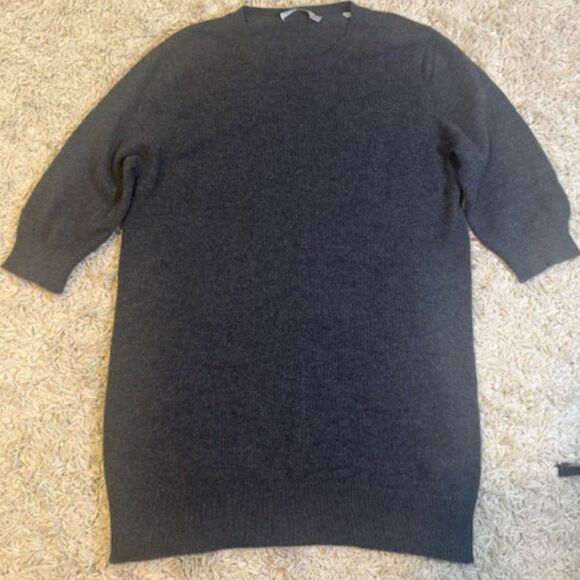 Vince 100% Cashmere Tunic Sweater L Grey Quiet Luxury Minimalist Scandi Girl - Picture 7 of 7